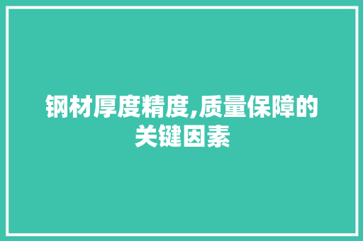 钢材厚度精度,质量保障的关键因素