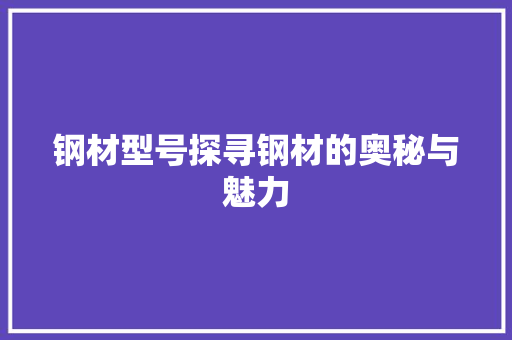 钢材型号探寻钢材的奥秘与魅力