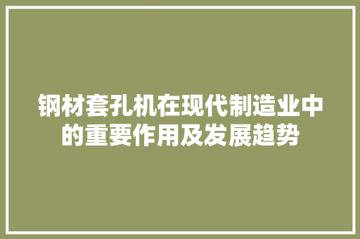 钢材套孔机在现代制造业中的重要作用及发展趋势