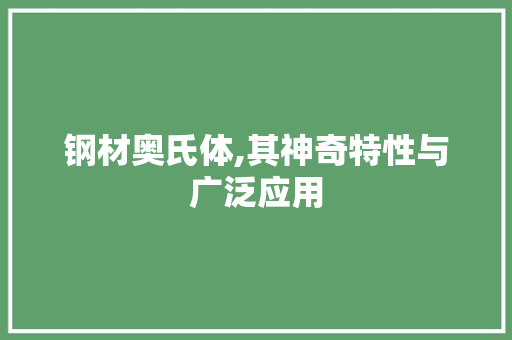 钢材奥氏体,其神奇特性与广泛应用