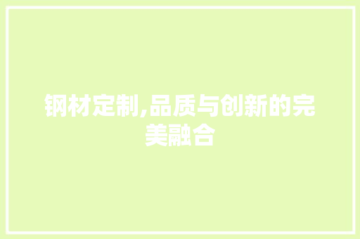 钢材定制,品质与创新的完美融合