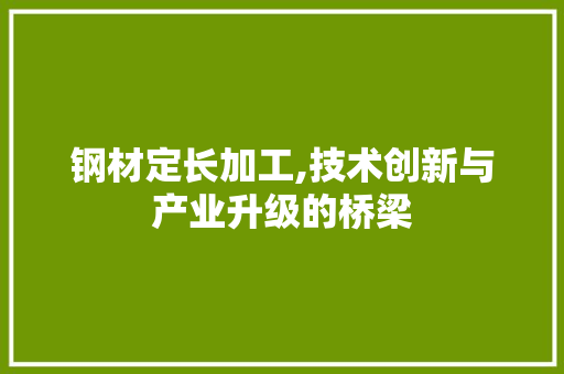 钢材定长加工,技术创新与产业升级的桥梁