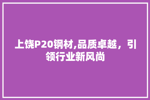 上饶P20钢材,品质卓越，引领行业新风尚