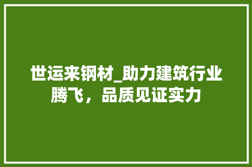 世运来钢材_助力建筑行业腾飞，品质见证实力