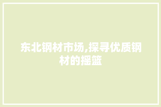 东北钢材市场,探寻优质钢材的摇篮 墙面装饰