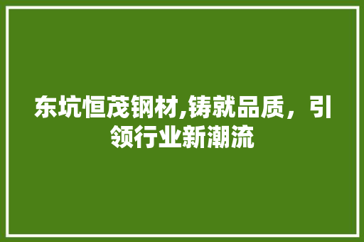 东坑恒茂钢材,铸就品质，引领行业新潮流 建筑设计
