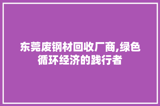 东莞废钢材回收厂商,绿色循环经济的践行者