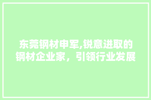 东莞钢材申军,锐意进取的钢材企业家，引领行业发展的领军人物