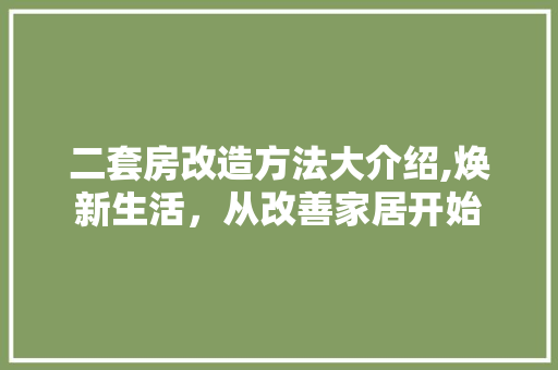 二套房改造方法大介绍,焕新生活，从改善家居开始