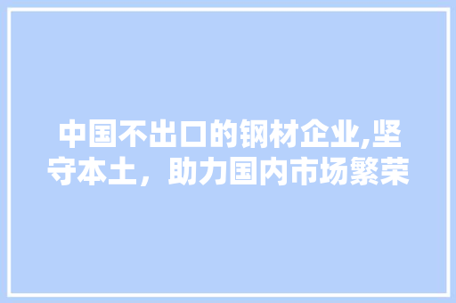中国不出口的钢材企业,坚守本土，助力国内市场繁荣