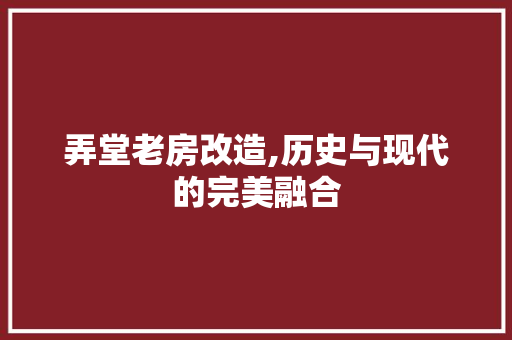 弄堂老房改造,历史与现代的完美融合