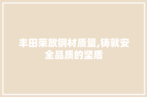 丰田荣放钢材质量,铸就安全品质的坚盾