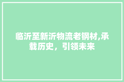 临沂至新沂物流老钢材,承载历史，引领未来