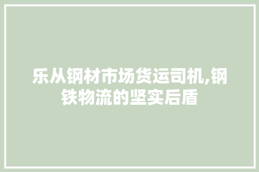 乐从钢材市场货运司机,钢铁物流的坚实后盾
