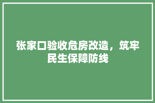 张家口验收危房改造，筑牢民生保障防线