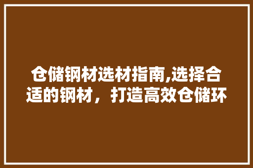 仓储钢材选材指南,选择合适的钢材，打造高效仓储环境