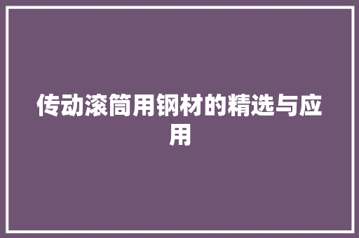传动滚筒用钢材的精选与应用