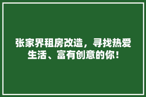 张家界租房改造，寻找热爱生活、富有创意的你！ 墙面装饰