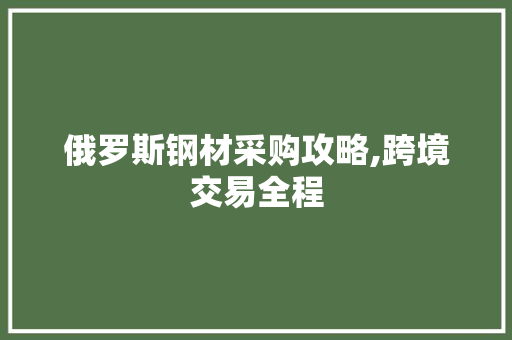 俄罗斯钢材采购攻略,跨境交易全程