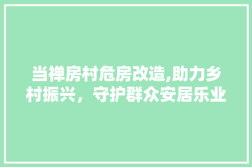 当禅房村危房改造,助力乡村振兴，守护群众安居乐业