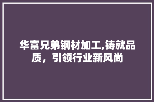 华富兄弟钢材加工,铸就品质，引领行业新风尚