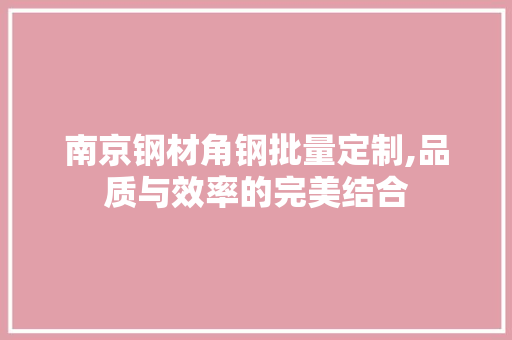 南京钢材角钢批量定制,品质与效率的完美结合
