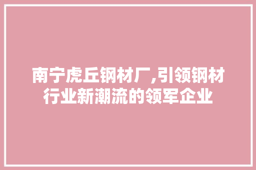 南宁虎丘钢材厂,引领钢材行业新潮流的领军企业 地面装修