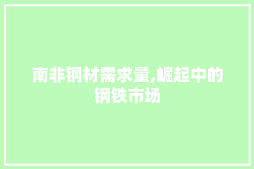 南非钢材需求量,崛起中的钢铁市场