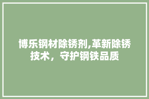 博乐钢材除锈剂,革新除锈技术，守护钢铁品质