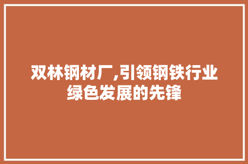 双林钢材厂,引领钢铁行业绿色发展的先锋