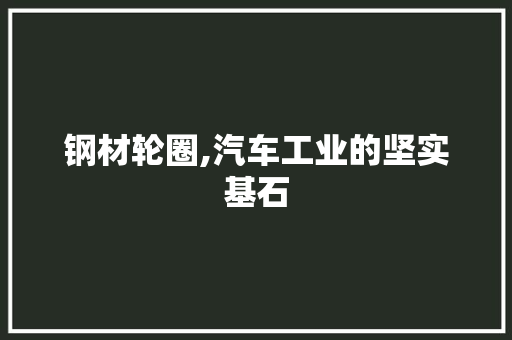 钢材轮圈,汽车工业的坚实基石