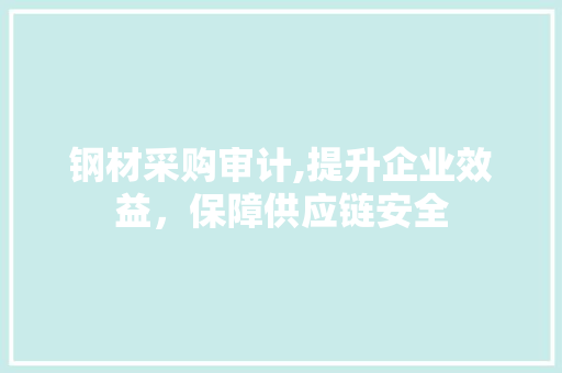 钢材采购审计,提升企业效益，保障供应链安全 地面装修