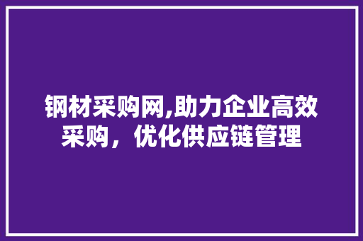 钢材采购网,助力企业高效采购，优化供应链管理