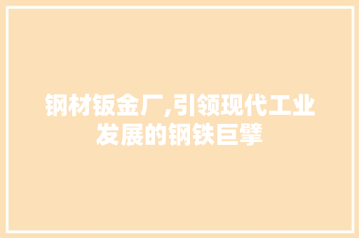 钢材钣金厂,引领现代工业发展的钢铁巨擘