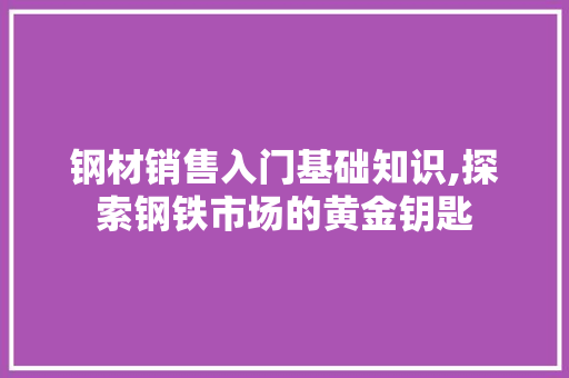 钢材销售入门基础知识,探索钢铁市场的黄金钥匙