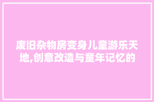 废旧杂物房变身儿童游乐天地,创意改造与童年记忆的完美融合