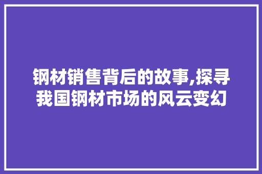 钢材销售背后的故事,探寻我国钢材市场的风云变幻