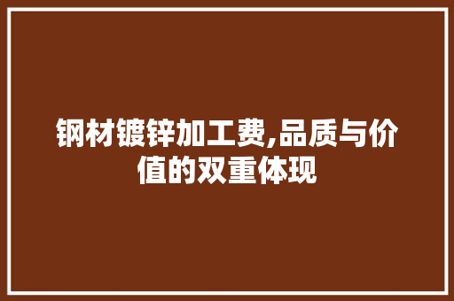 钢材镀锌加工费,品质与价值的双重体现