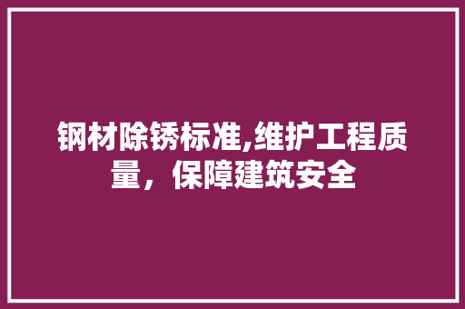 钢材除锈标准,维护工程质量，保障建筑安全