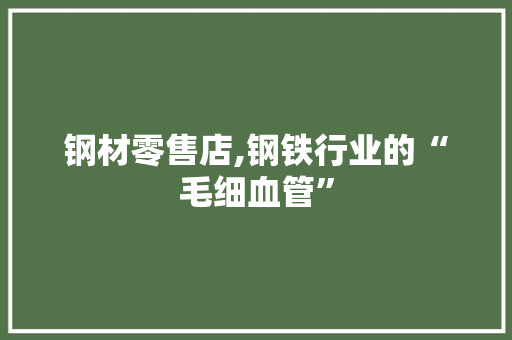 钢材零售店,钢铁行业的“毛细血管”
