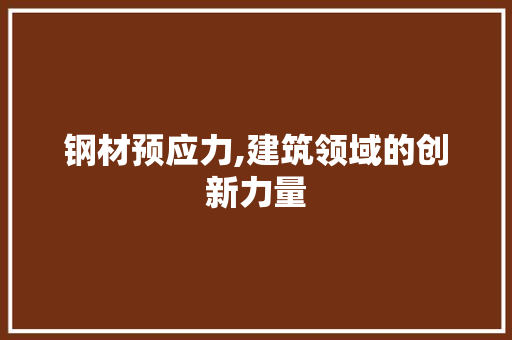 钢材预应力,建筑领域的创新力量
