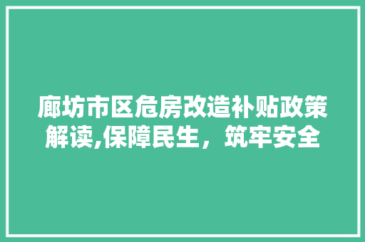 廊坊市区危房改造补贴政策解读,保障民生，筑牢安全防线 景观设计