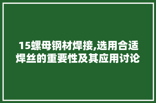 15螺母钢材焊接,选用合适焊丝的重要性及其应用讨论