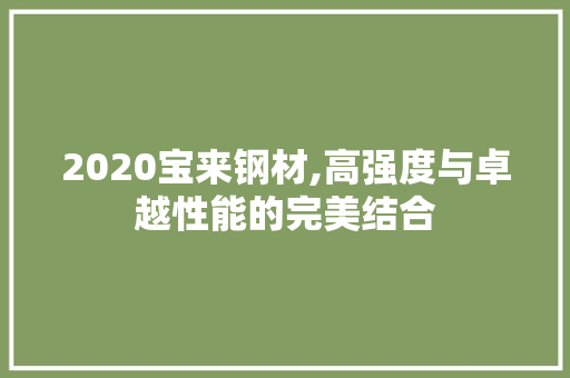 2020宝来钢材,高强度与卓越性能的完美结合 景观设计