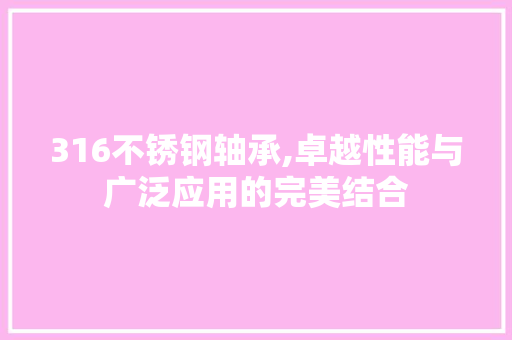 316不锈钢轴承,卓越性能与广泛应用的完美结合