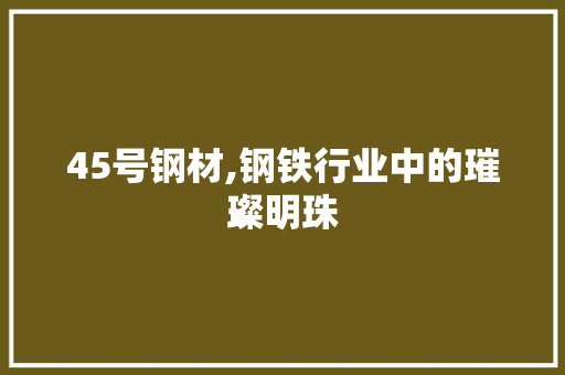 45号钢材,钢铁行业中的璀璨明珠