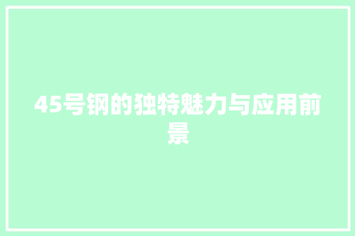 45号钢的独特魅力与应用前景