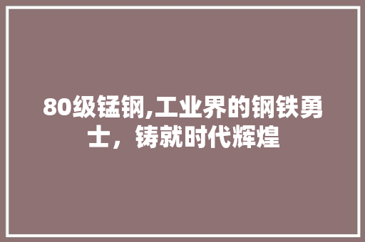 80级锰钢,工业界的钢铁勇士，铸就时代辉煌