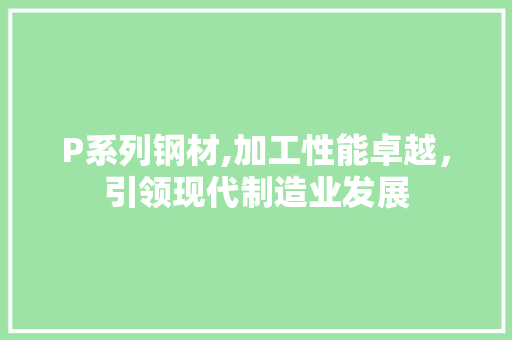 P系列钢材,加工性能卓越，引领现代制造业发展
