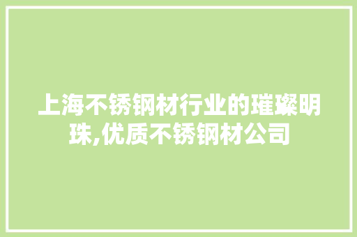 上海不锈钢材行业的璀璨明珠,优质不锈钢材公司